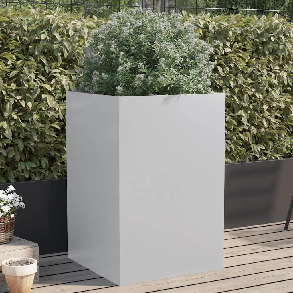Fioriera | Cassetta per fiori | Vaso Argento 52x48x75 cm in Acciaio Zincato