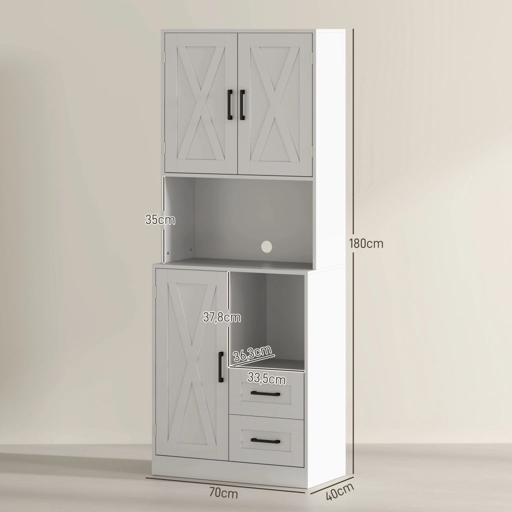 Armadio Cucina con Ante, Cassetti e Ripiani Regolabili ¨C zephmum ¨C Bianco 70x40x180 cm