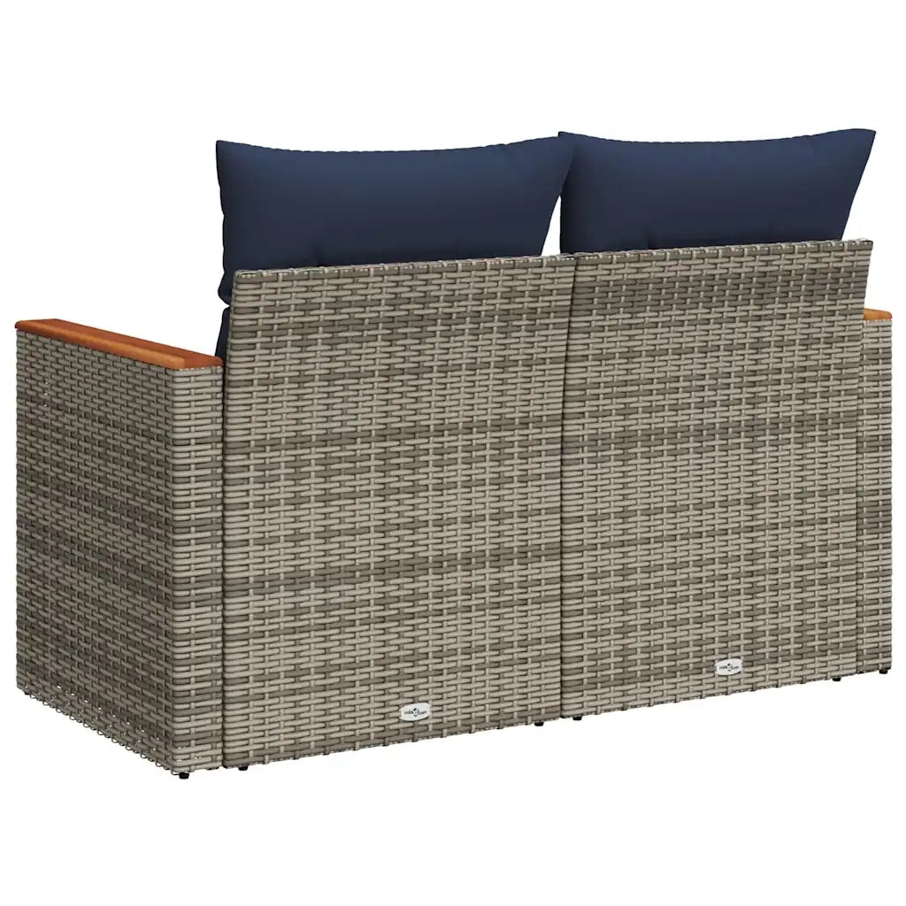 Divano da giardino con cuscini a 2 posti grigio in polyrattan