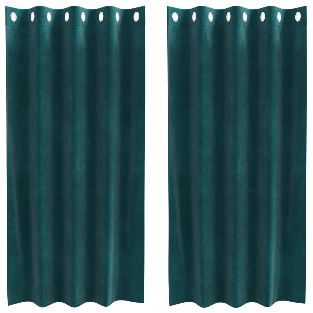 Tende oscuranti  con occhielli 2 pezzi Verde scuro Velluto