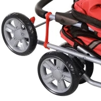 Passeggino per Cani Pieghevole in Tessuto con Cestino e Portabicchieri, 75x45x97cm - Rosso