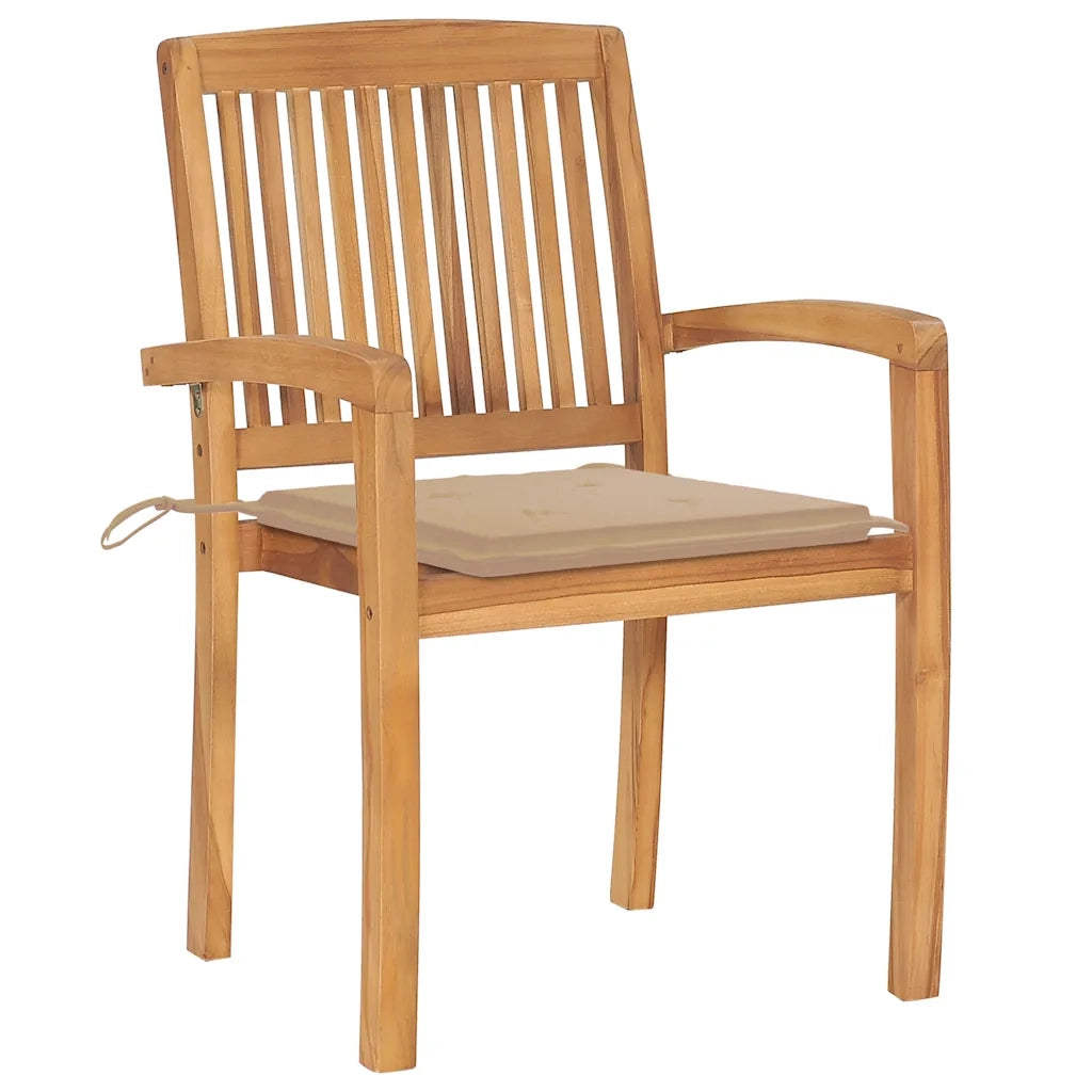 Sedie da Giardino Impilabili 4 pz con Cuscini Massello di Teak cod mxl 22596