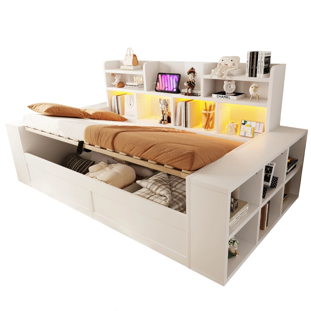 divano letto multifunzione mdf bianco 110 x 230 cm