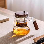 Teiera semi-automatica con sistema di rilascio lento e manuale, set di tazze in vetro (teiera trasparente) 750ml