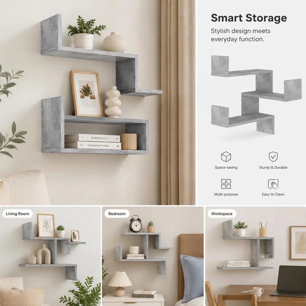Wall Corner Shelf, Concrete Grey, 40x40x50 Cm, Wood-based Material