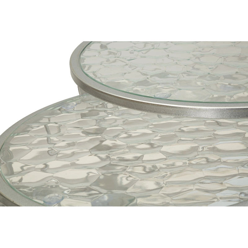 Tavolinetti Noah Silver Set 4 Pz cm ø 70x45-47x54,5-36x50-28x45