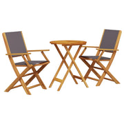 Set da Bistrot 3pz | Set Salotto da Giardino Antracite in Tessuto e Legno Massello