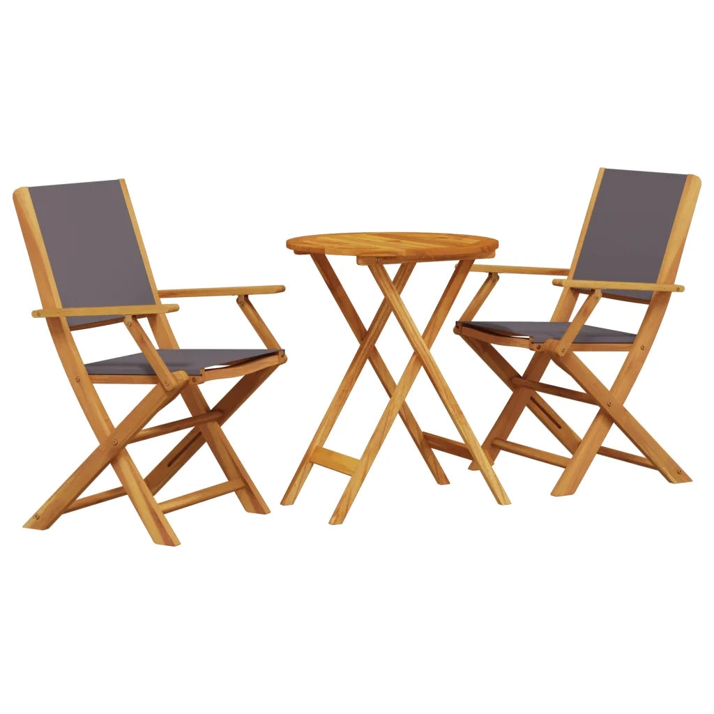 Set da Bistrot 3pz | Set Salotto da Giardino Antracite in Tessuto e Legno Massello
