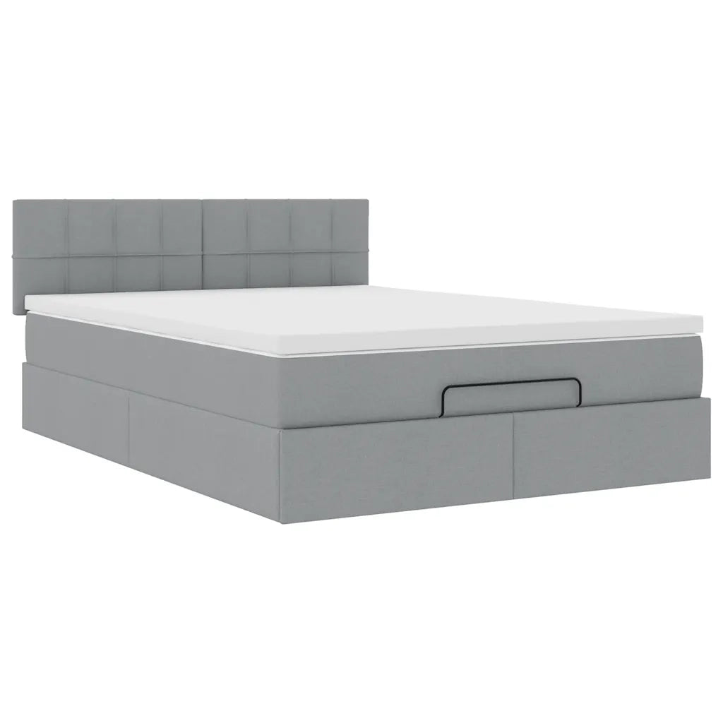 vidaXL Pouf Letto con Materasso Grigio Chiaro 140x190 cm in Tessuto
