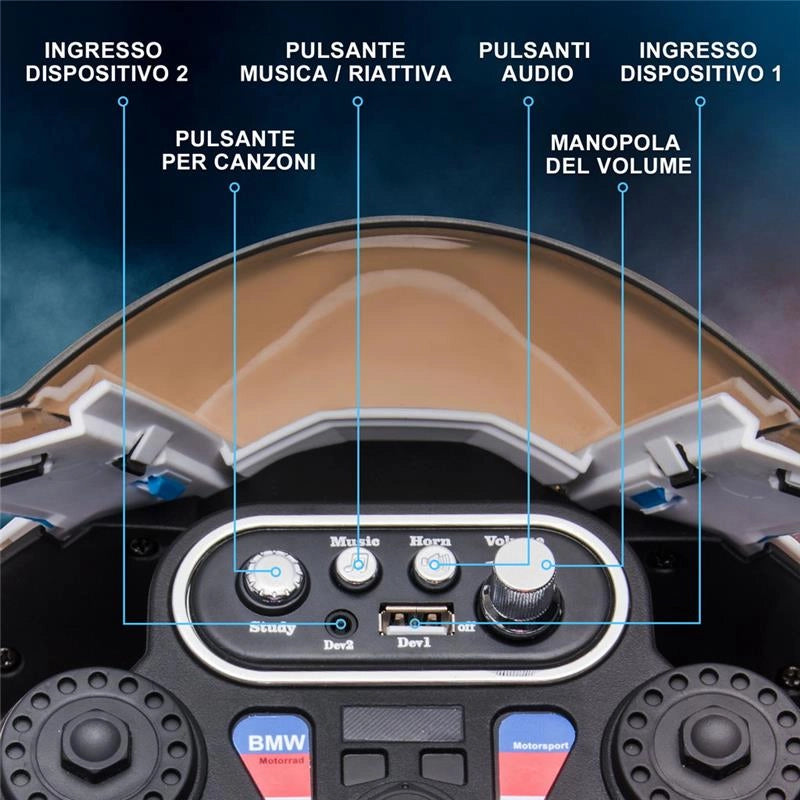 MOTO ELETTRICA BMW HP4 PER BAMBINI 18-60 MESI BLU