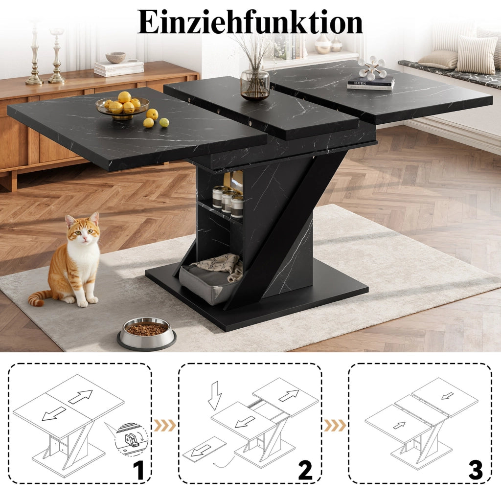 Tavolo da pranzo allungabile 110-140x80x75 cm in MDF nero
