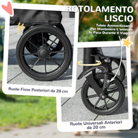 Passeggino per Cani Taglia Grande 124x67x100 cm Pieghevole con Finestre a Rete e Guinzagli Grigio