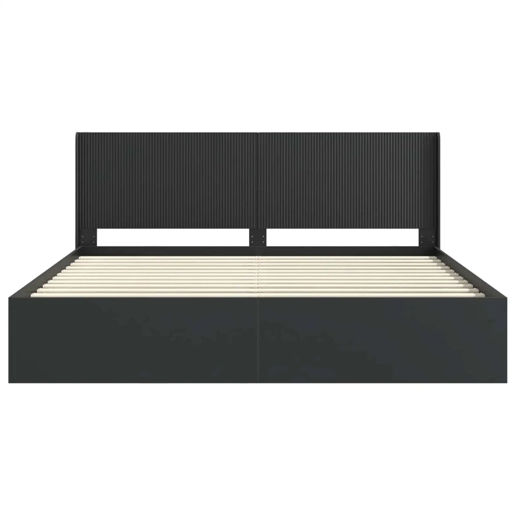 Struttura del letto con stoccaggio e testata Nero 200 x 200 cm