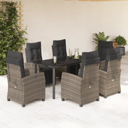 Set da Pranzo da Giardino 7 pz con Cuscini in Polyrattan Grigiocod mxl 111090