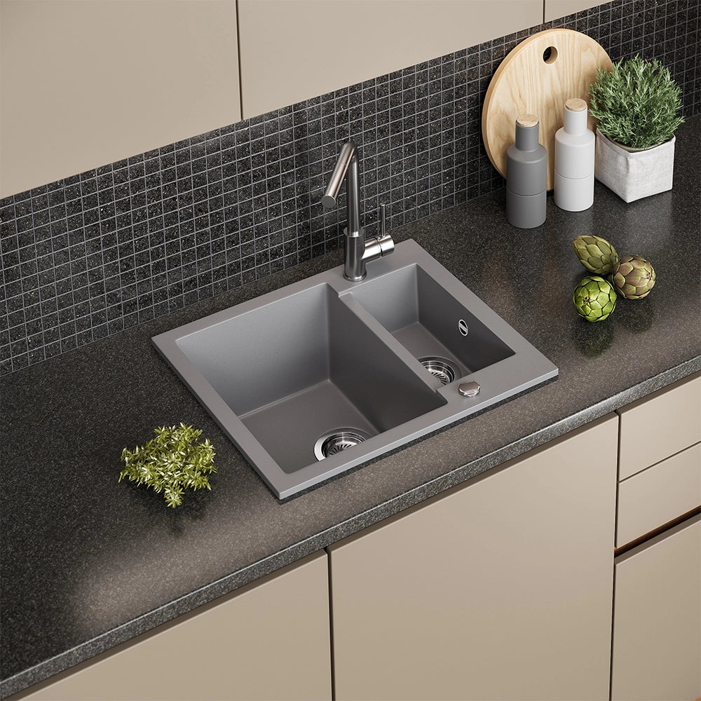 Bergström Lavello Grigio 58 x 50 cm con 2 lavelli