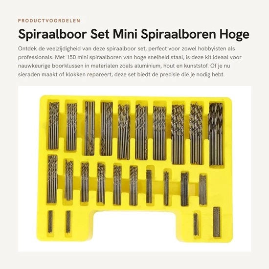 Serie HSS Boorset a Spiralette per 150 pezzi - Set di Apripunti - Adatto per Alluminio/Legno/PVC - Cassetto di Riposo - Duraturo e Preciso