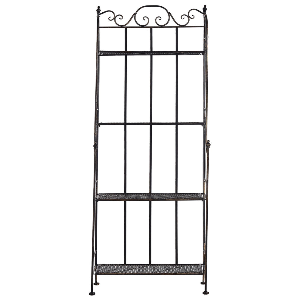 Scaffale per piante in metallo Nero per esterni interni giardino bagno rustico 4 ripiani portaoggetti da giardino autoportante