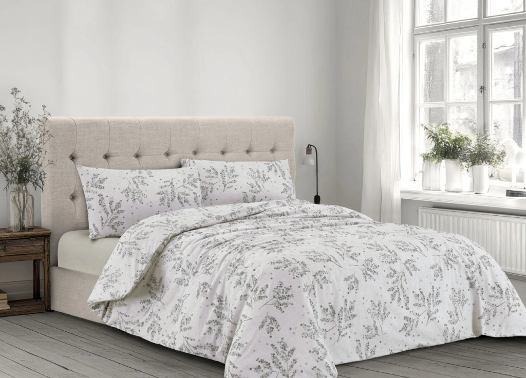 Copripiumino Sacco Piumone 100% Cotone Made In Italy Disegno Sambuco - Piazza E Mezza - Perla