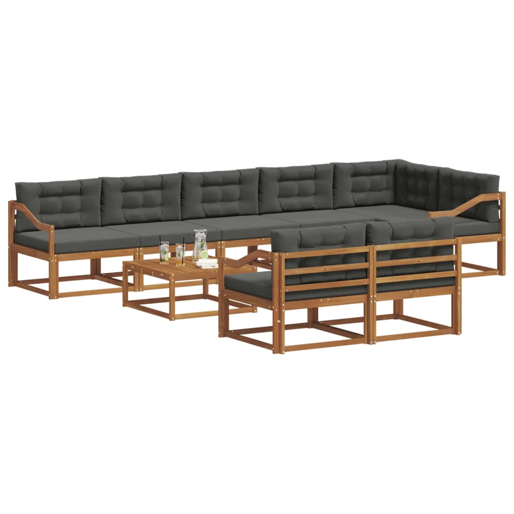 Set di divani da esterno con cuscino 9 pcs Naturale e Antracite 3367805