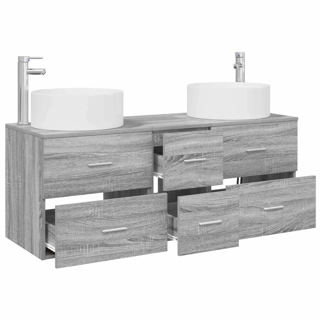 Set di mobili per il bagno 3 pz Sonoma grigio 3405960