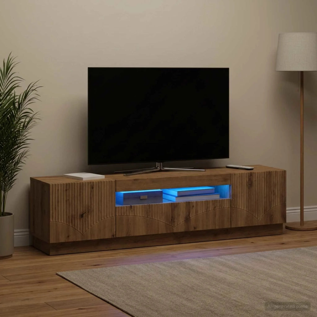 Mobile TV LED Rovere Artigianale Legno ingegnerizzato 897354