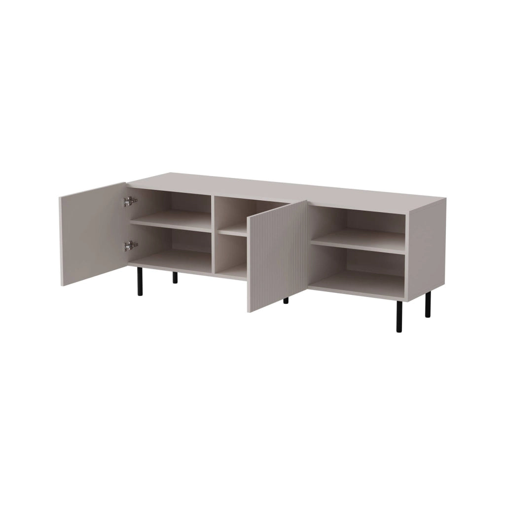 Mobile porta TV Molini, Madia da salotto con quattro ante battenti, Rialzato da terra, 150x42 h52 cm, Beige