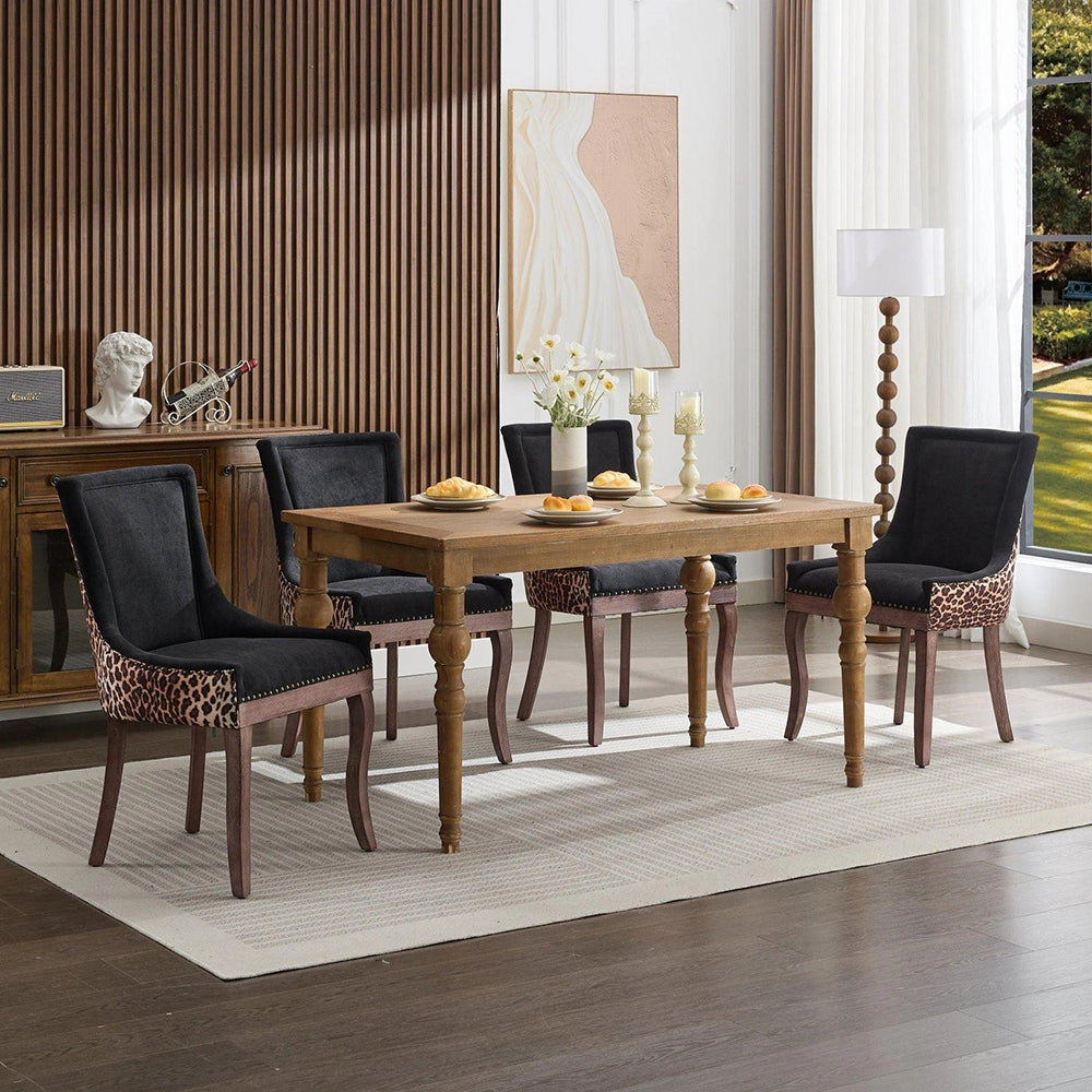 Set 2 sedie Ultra Side - Xylo - tessuto stampa leopardo gambe legno