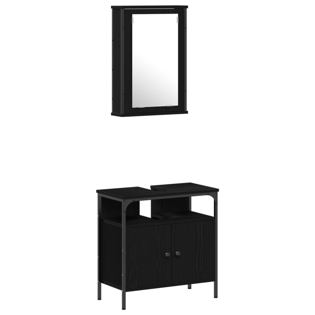 Set di Mobili da Bagno in 4 Parti Rovere Nero