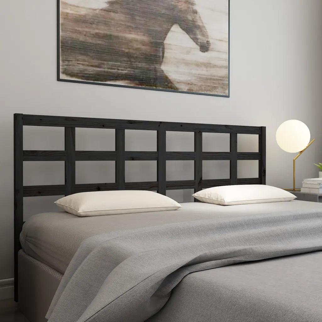 Testiera | Testata per Letto Nera 205,5x4x100cm in Legno Massello di Pino