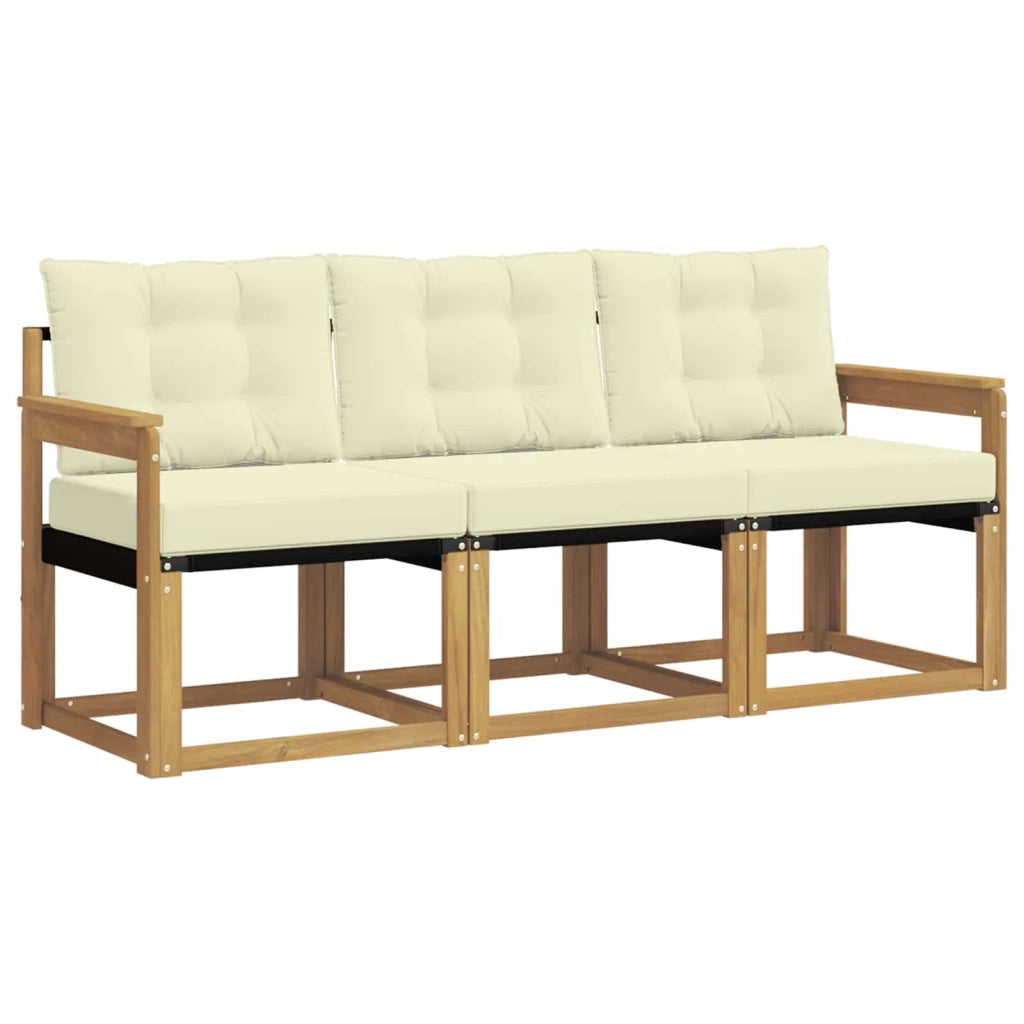 Set di divani da esterno 3 pz Bianco e Crema 3389156