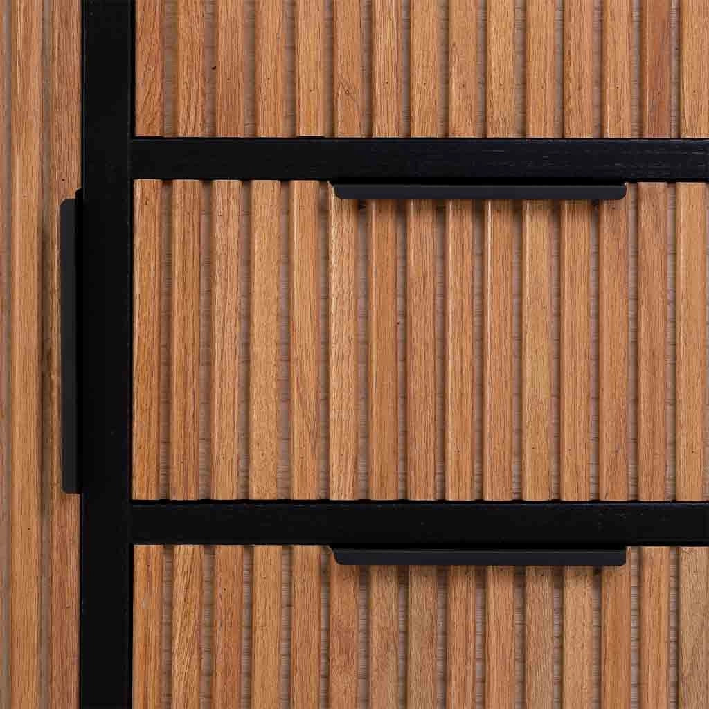 Credenza con 1 anta e 3 cassetti in legno e metallo 80x34x80h cm