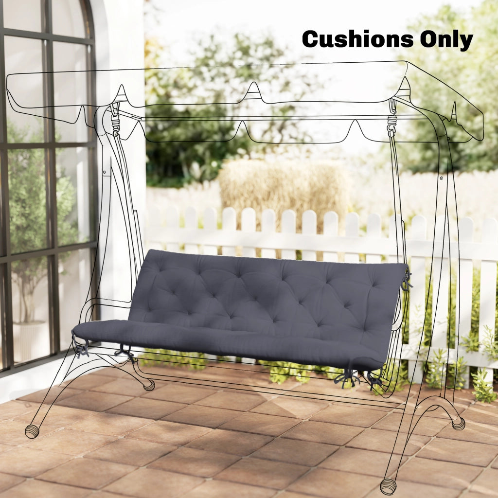 Cuscino per Divano da Giardino 3 Posti ¨C zephmum ¨C 150x98x8 cm Grigio Scuro