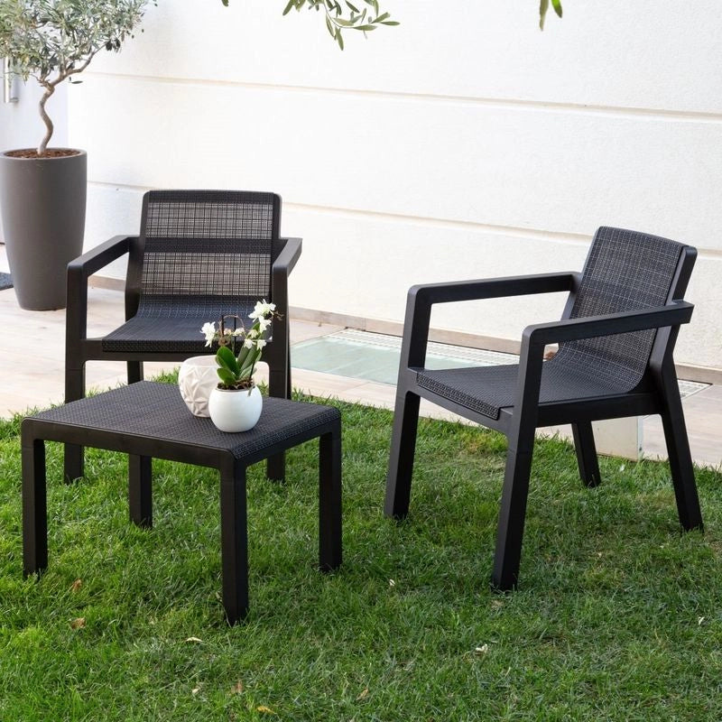Set da giardino da 2 posti Riviera Antracite - La Dea Sedia
