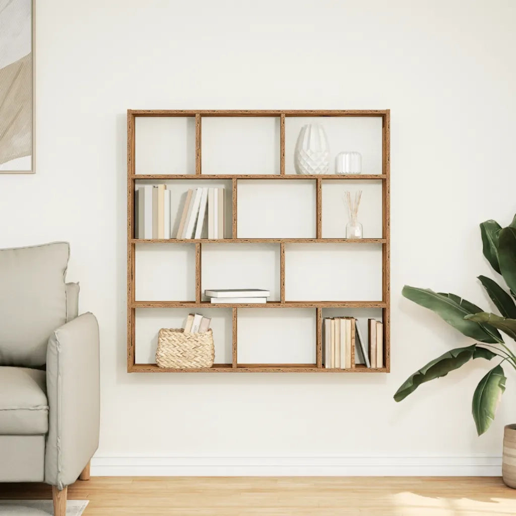 vidaXL Mensola a Muro a Cubo 12 Scomparti in Truciolato Legno Antico