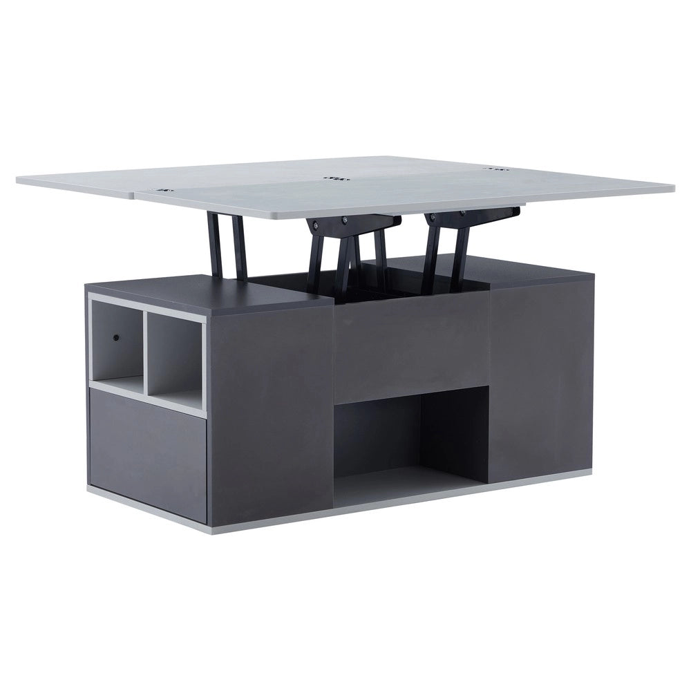 Tavolino da Salotto Multifunzione Sollevabile ¨C MINIMAL ¨C Grigio Scuro/Grigio Chiaro, Legno, Moderno