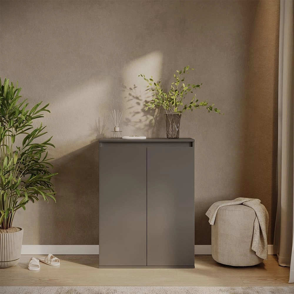 Cassettiera Claus, Antracite, 74 x 99.6 cm con 2 porte, per la conservazione di abbigliamento e oggetti per la casa