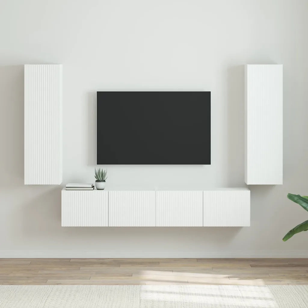 Mobile TV da parete 2 pz-Set di 2 Mobile TV a Muro-Credenza TV Bianco Lucido 30 x 31 x 100 cm