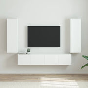 Mobile TV da parete 2 pz-Set di 2 Mobile TV a Muro-Credenza TV Bianco Lucido 30 x 31 x 100 cm
