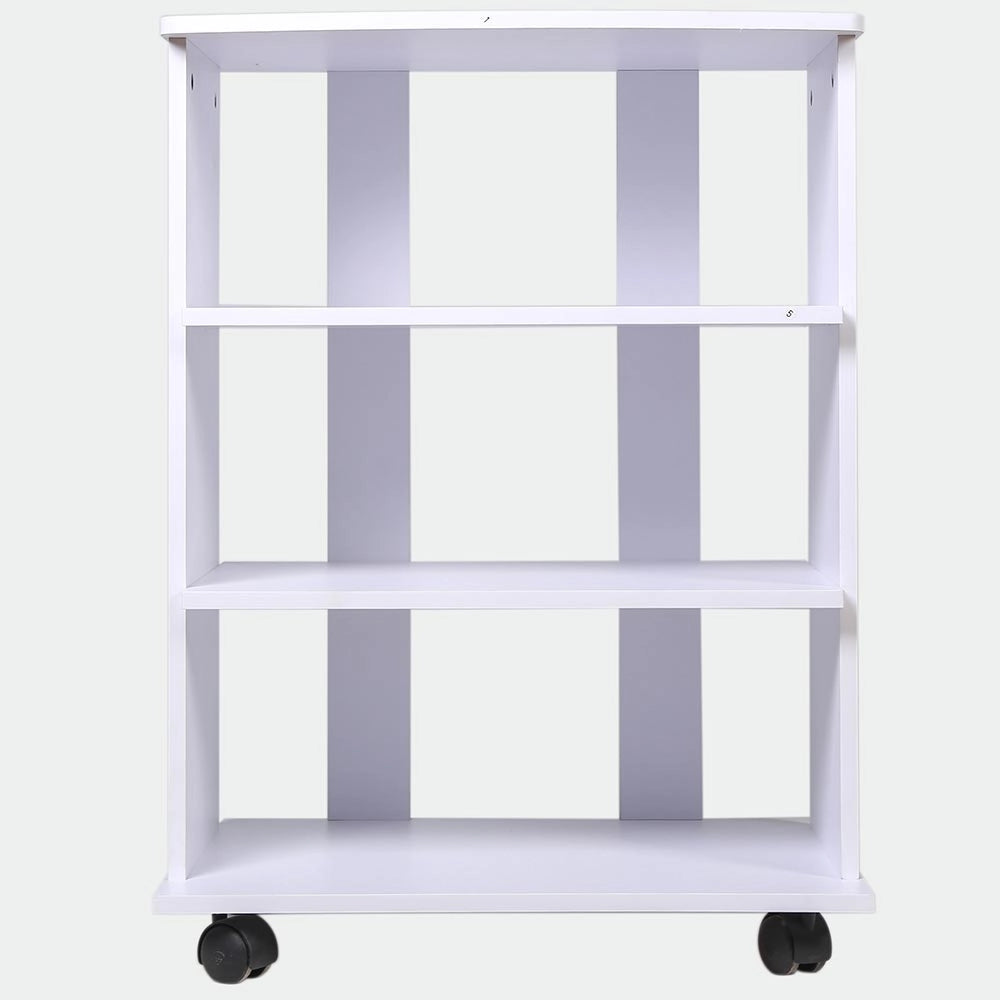 Mobile Multiuso in Legno Nobilitato 3 Ripiani e 4 Ruote Bianco 60x45 H80cm