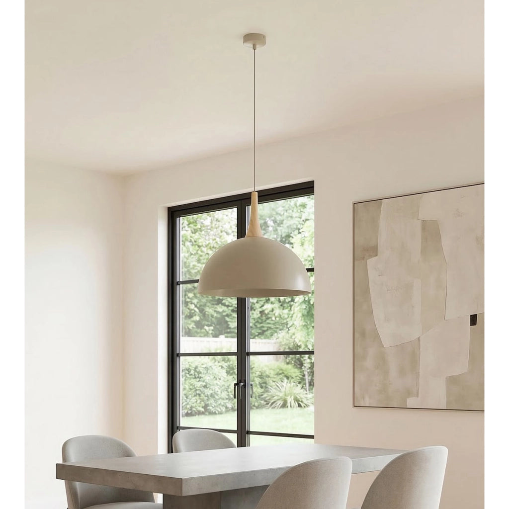 Lampada a sospensione Nautica in acciaio mokka e legno