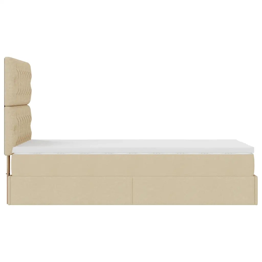 Struttura Letto Pouf con Materasso Crema 90x190 cm in Tessuto 3313207