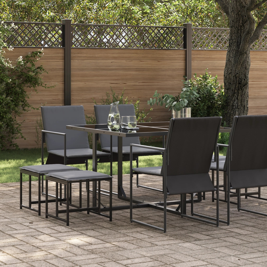 Set da pranzo da giardino  in 10 pezzi con cuscini in acciaio e Textilene
