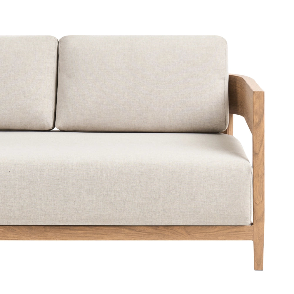 Divano da giardino 2 posti legno di acacia con cuscini marrone chiaro terrazza balcone stile moderno
