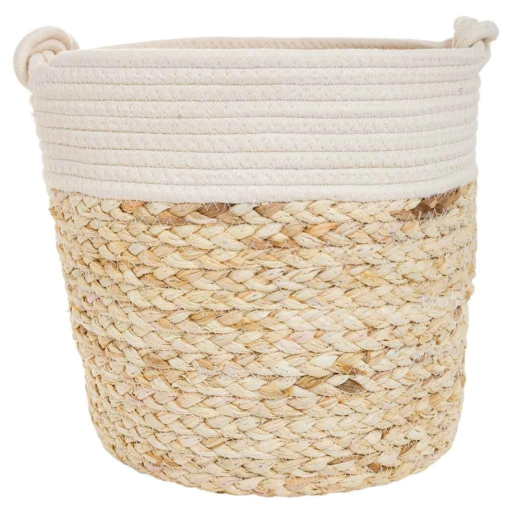 Cestino in fibra naturale e cotone marrone D29,5x29