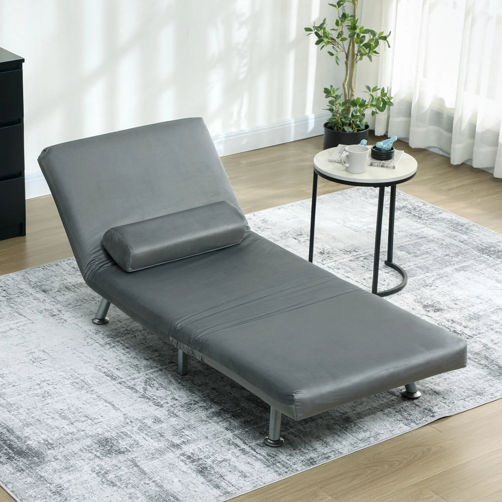 Poltrona letto imbottita reclinabile ¨C zephmum ¨C 75x70x75 cm grigio velluto