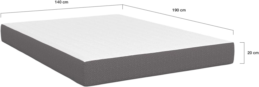 Colchón de espuma viscoelástica de 140 x 190 cm, 20 cm de grosor