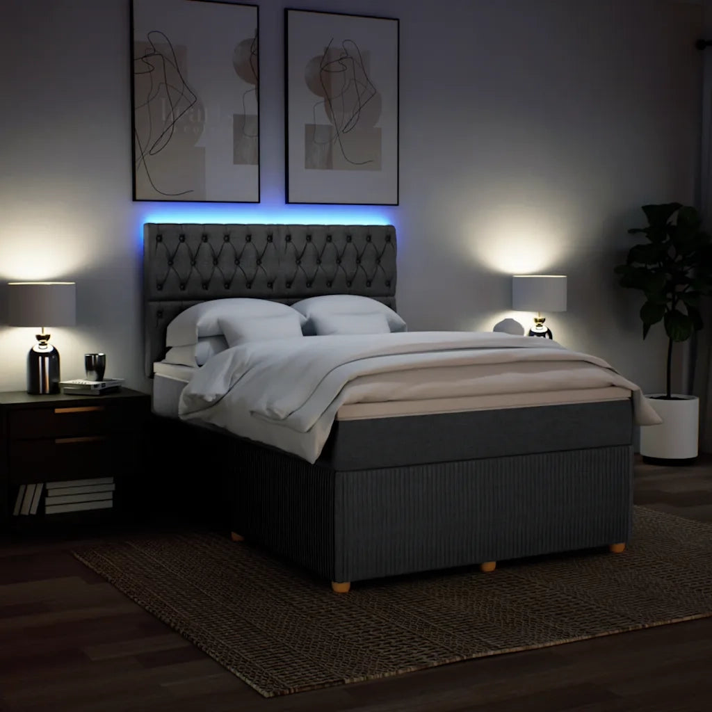 Giroletto a Molle con Materasso Grigio Scuro 140x190 cm Tessuto