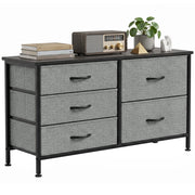 Cassettiera 5 Cassetti Tessuto Grigio Nero ¨C Zephmum ¨C Acciaio 60x40x138