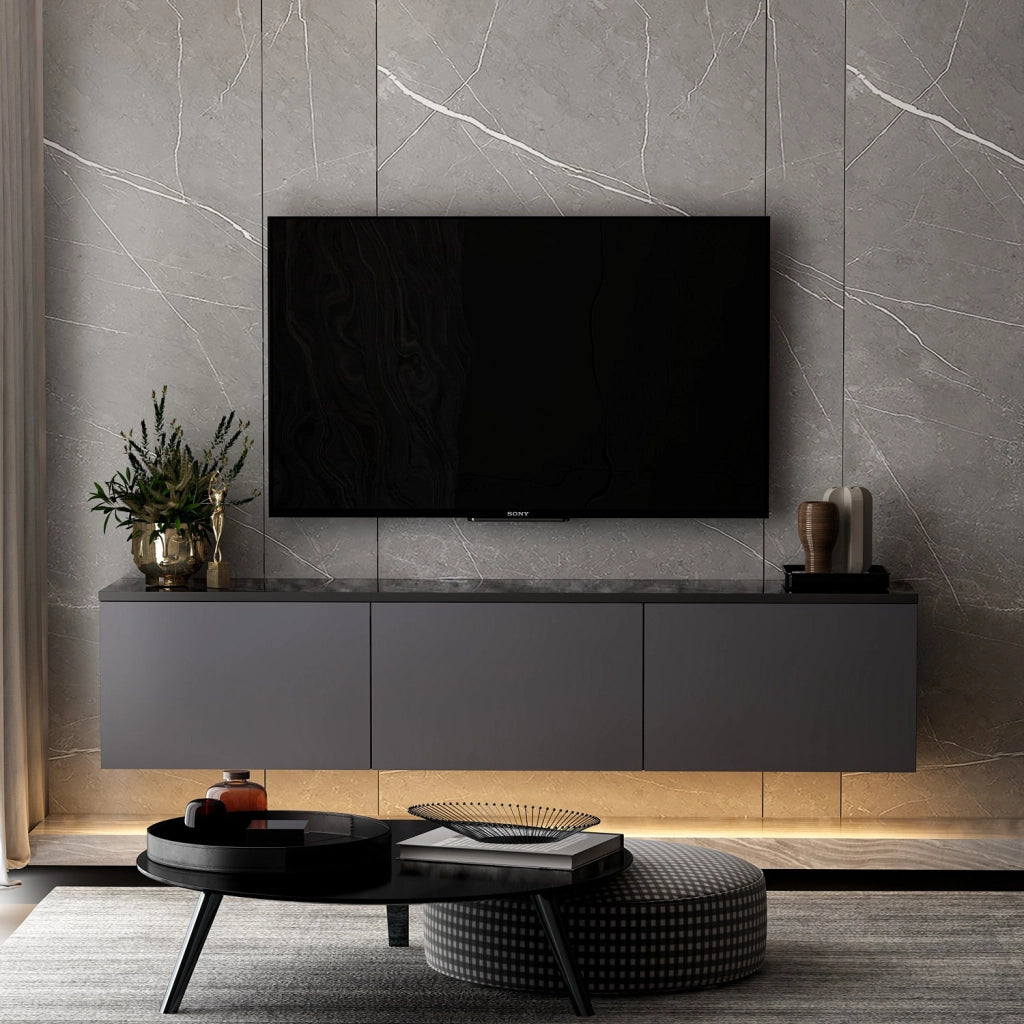 Porta TV in legno "Neon" - 160 x 32 x 35 cm - Antracite