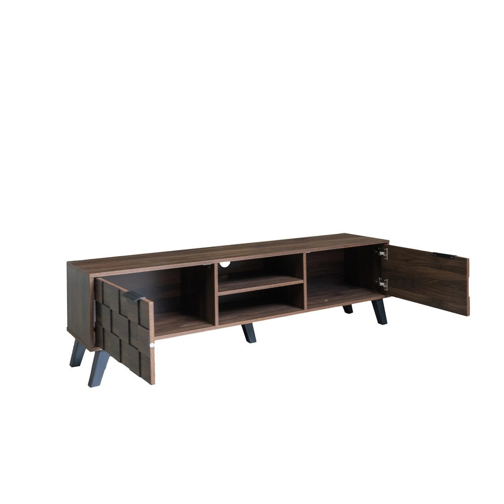Mobile TV con 2 Ante e 2 Ripiani Aperti ¨C Xylo ¨C Legno Scuro 160x35x45 cm
